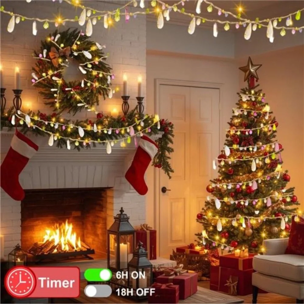 Battery Operated Fairy String Lights Warm White LED Remote Timer 8 Modes